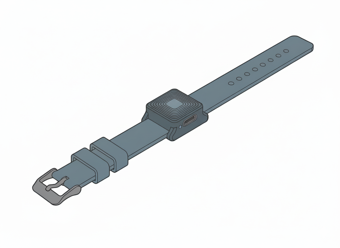 PADEL ON remote controller showing the top button area and side USB-C and LED status area